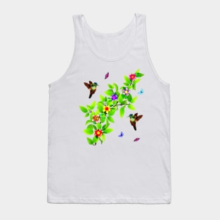 Cute Hummingbirds and Butterflies Tank Top